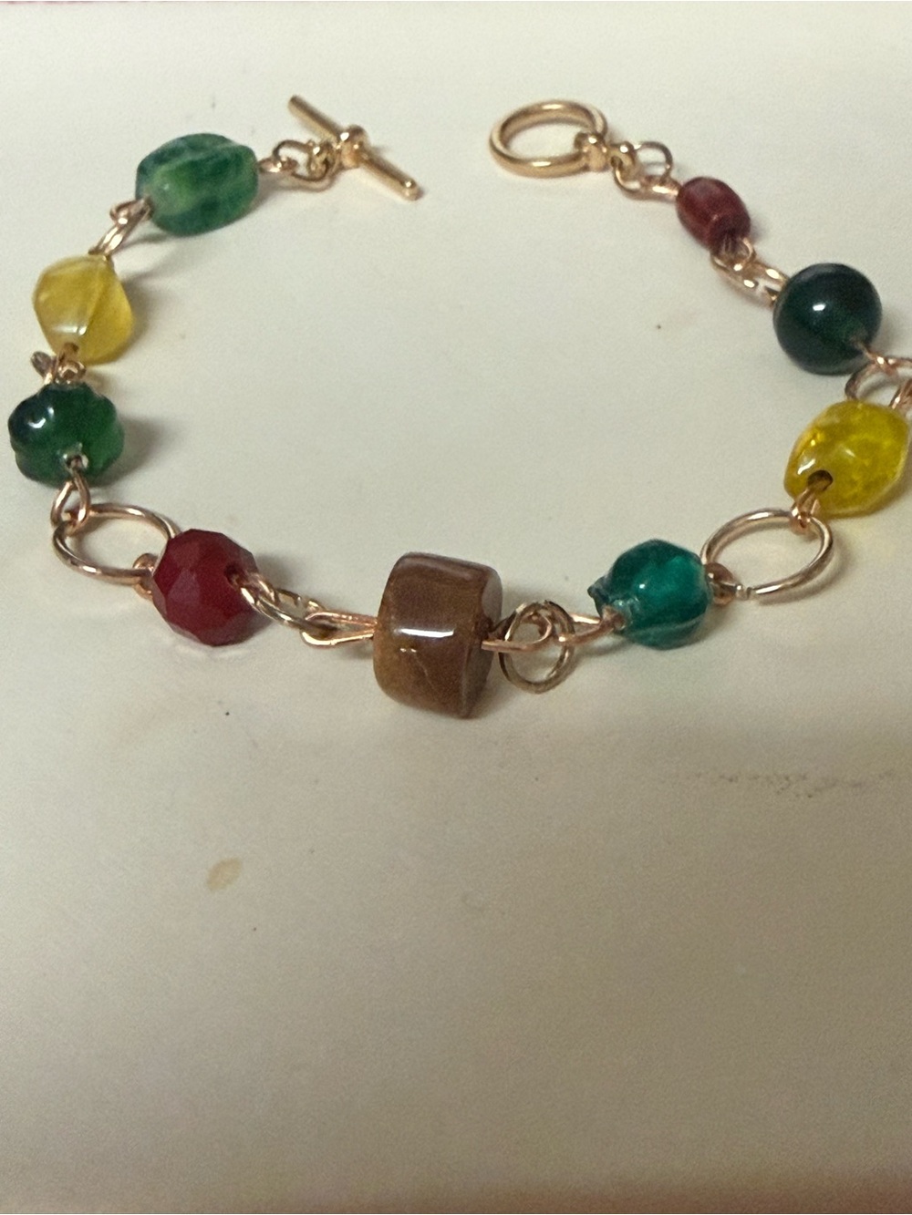 Vintage Multicolor Glass Bead Fall Themed Bracelet